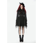 Darkinlove Women's Gothic Ruffle Lace Splice Lantern Sleeved Shirt
