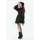 Darkinlove Women's Gothic Ruffle Lace Splice Lantern Sleeved Shirt