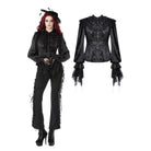 Darkinlove Women's Gothic Ruffle Lace Splice Lantern Sleeved Shirt