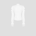 Darkinlove Women's Gothic Ruffle Mock Neck Puff Sleeve Blouse