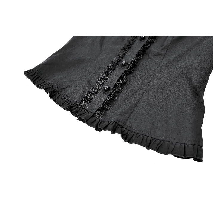 Darkinlove Women's Gothic Ruffle Peter Pan Collar Puff Short Sleeve Blouse