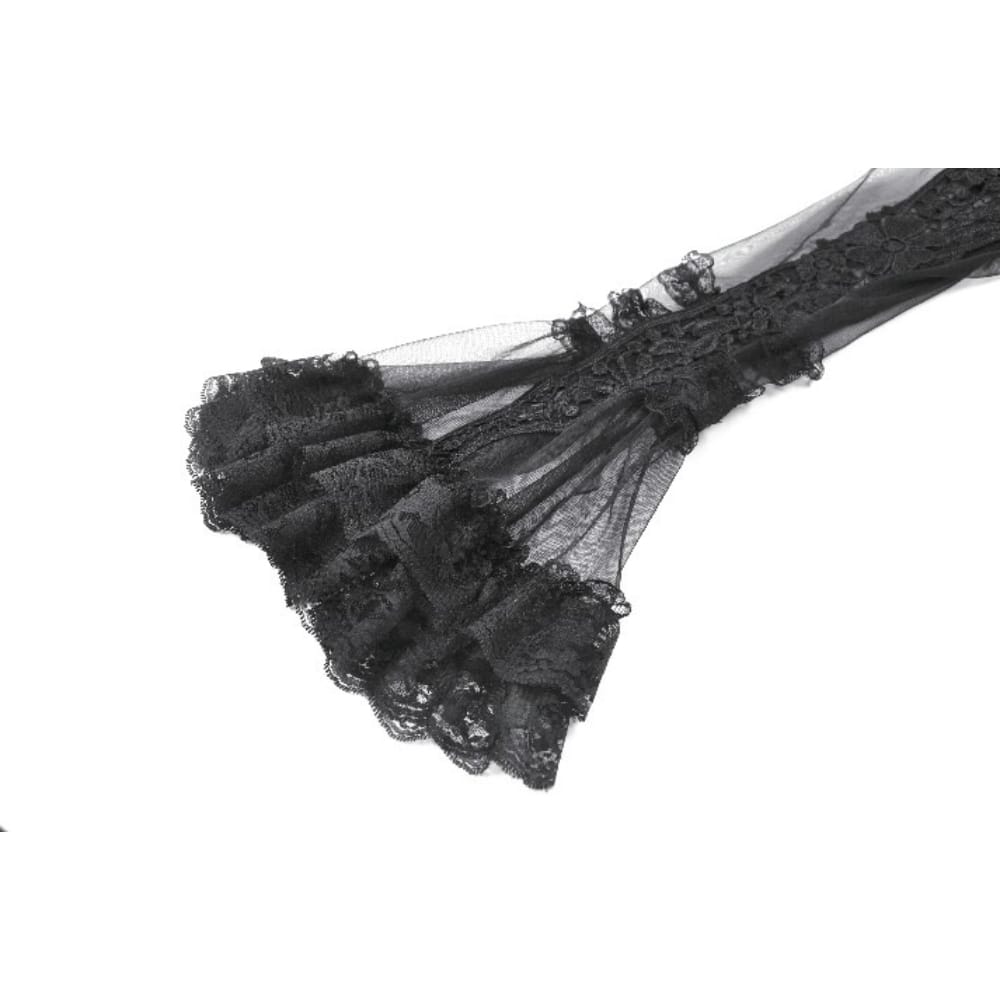 Darkinlove Women's Gothic Ruffled High Neck Flare Sleeve Mesh Cape