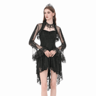 Darkinlove Women's Gothic Ruffled High Neck Flare Sleeve Mesh Cape