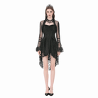 Darkinlove Women's Gothic Ruffled High Neck Flare Sleeve Mesh Cape
