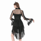Darkinlove Women's Gothic Ruffled High Neck Flare Sleeve Mesh Cape