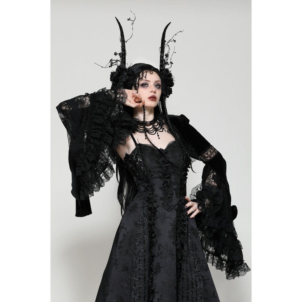 Darkinlove Women's Gothic Ruffled Lace Cape