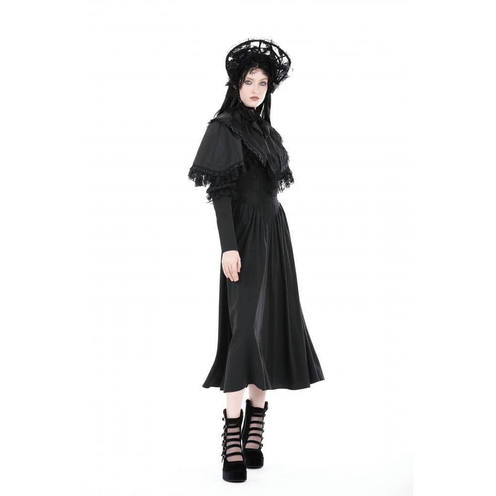 Darkinlove Women's Gothic Ruffled Lace Splice Cape