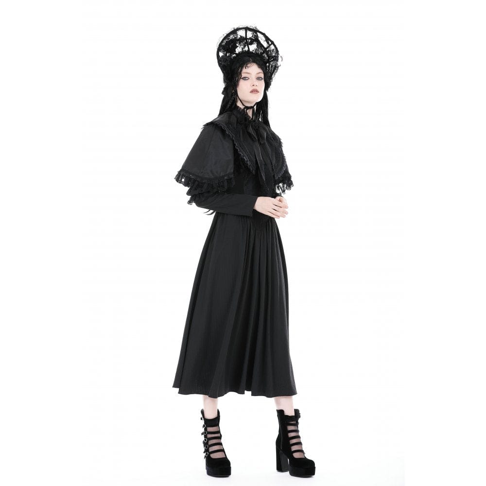 Darkinlove Women's Gothic Ruffled Lace Splice Cape