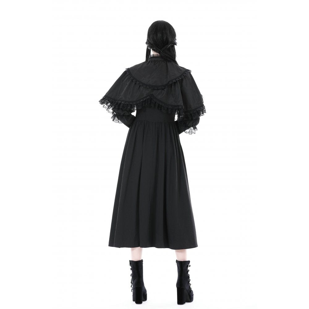 Darkinlove Women's Gothic Ruffled Lace Splice Cape