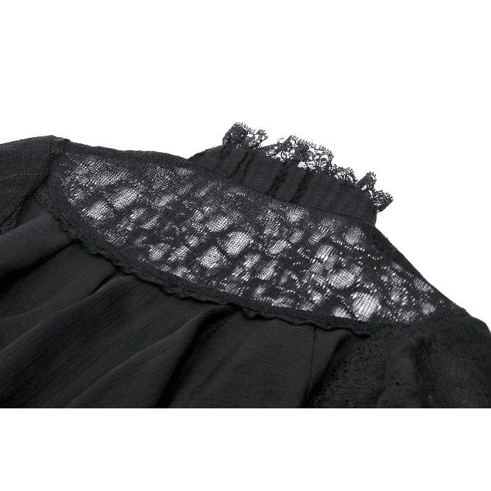 Darkinlove Women's Gothic Ruffled Lace Splice Shirt