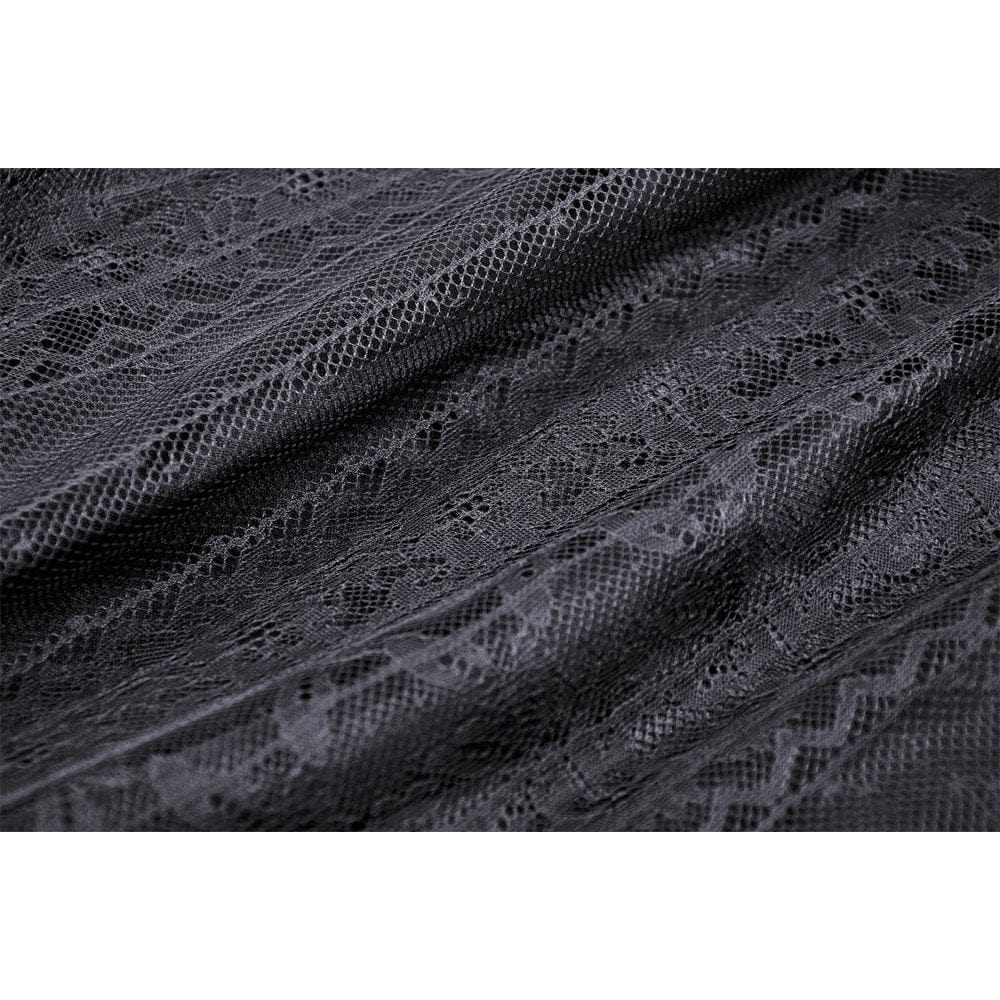 Darkinlove Women's Gothic Ruffled Lace Splice Velvet Skirt