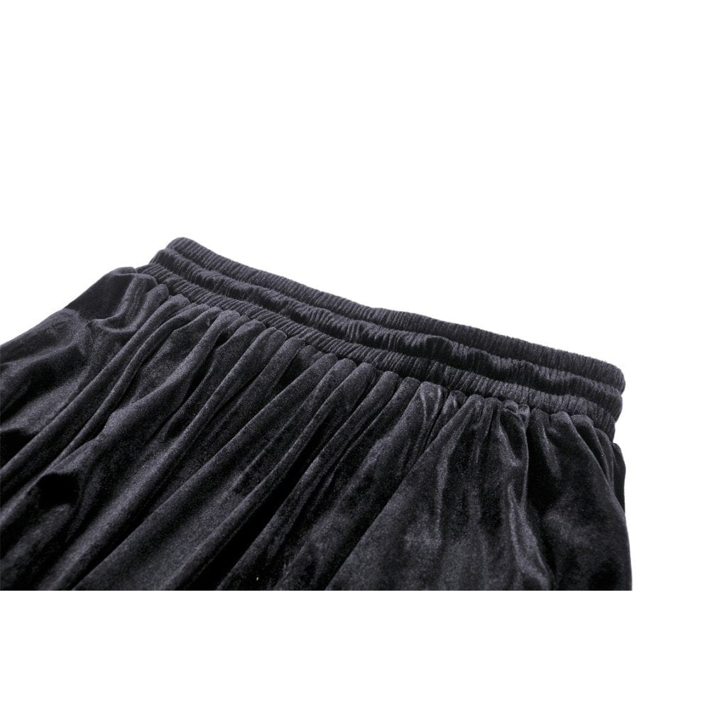 Darkinlove Women's Gothic Ruffled Lace Splice Velvet Skirt
