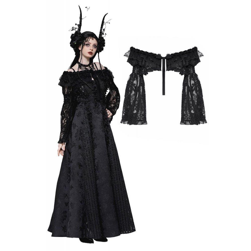 Darkinlove Women's Gothic Ruffled Lace Strap Cape