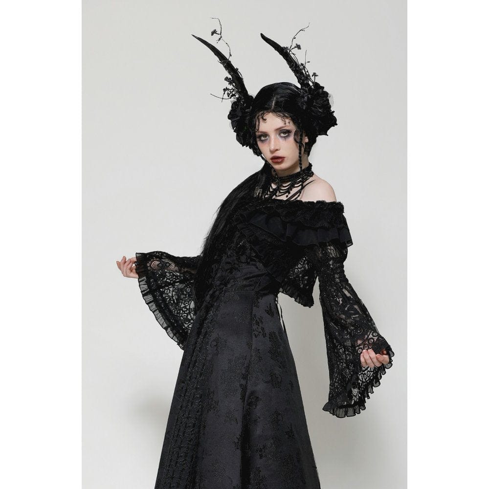 Darkinlove Women's Gothic Ruffled Lace Strap Cape