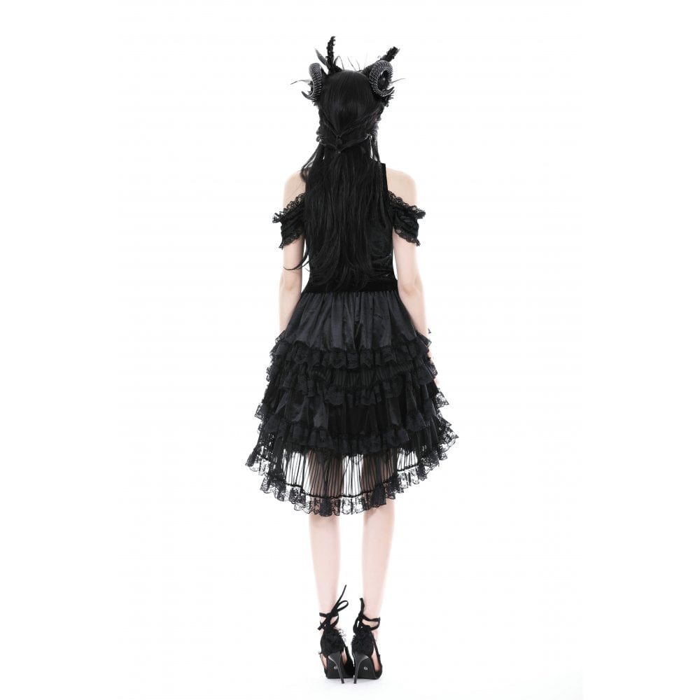 Darkinlove Women's Gothic Ruffled Layered High-low Skirt