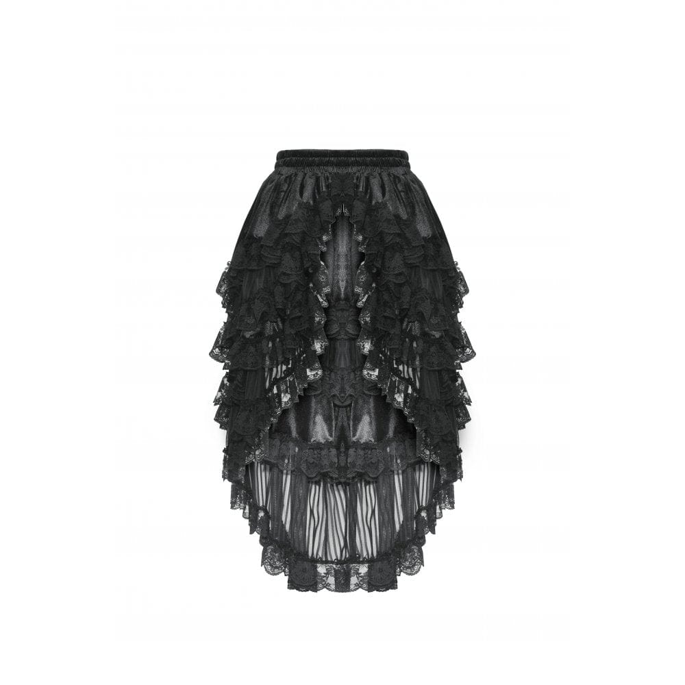Darkinlove Women's Gothic Ruffled Layered High-low Skirt