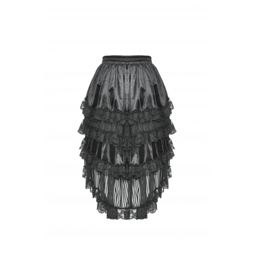 Darkinlove Women's Gothic Ruffled Layered High-low Skirt