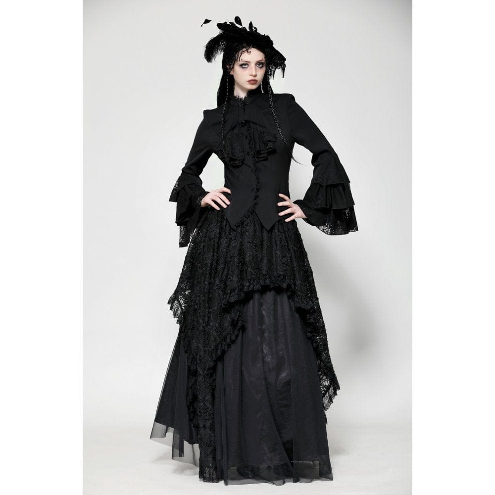 Darkinlove Women's Gothic Ruffled Layered Long Sleeved Shirt