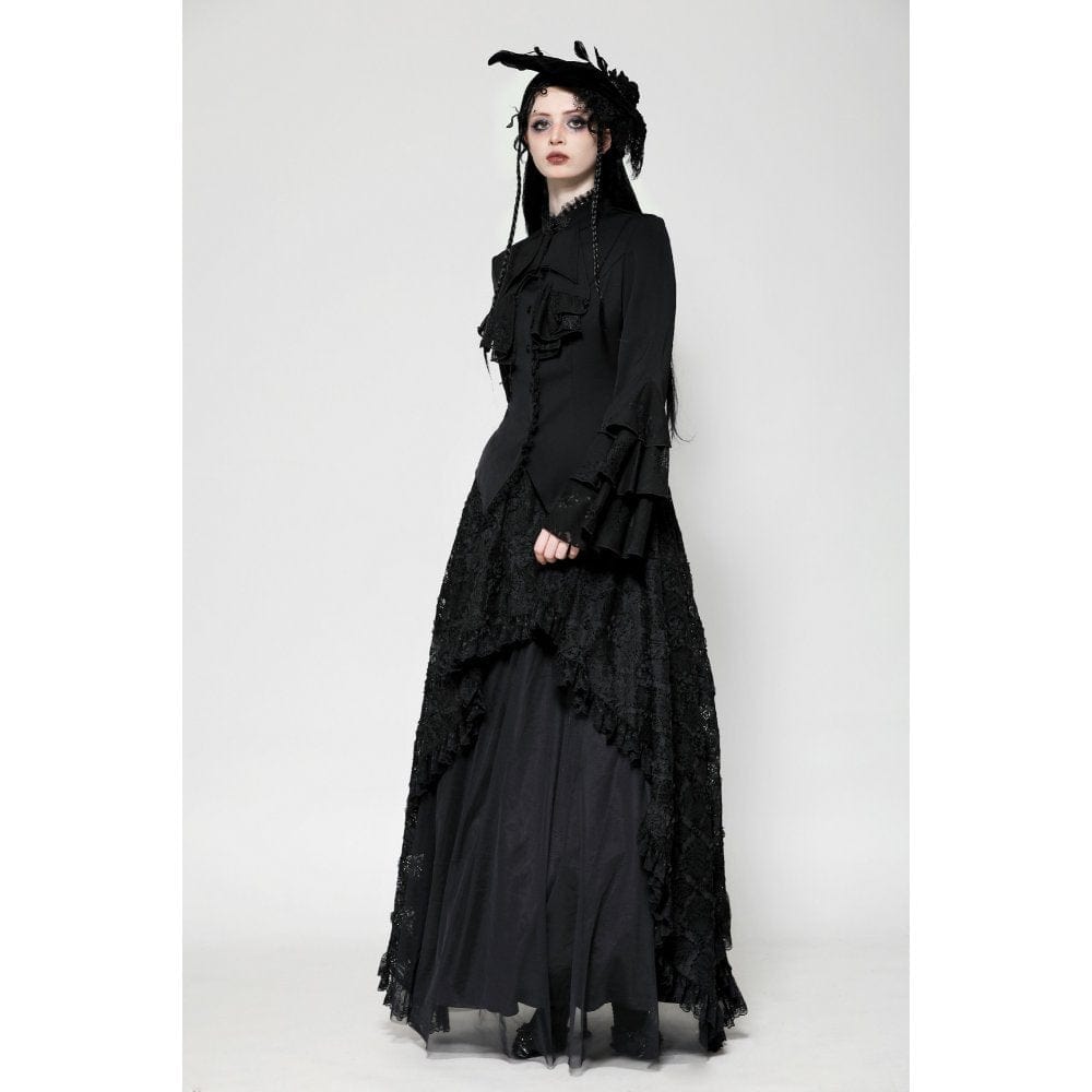 Darkinlove Women's Gothic Ruffled Layered Long Sleeved Shirt