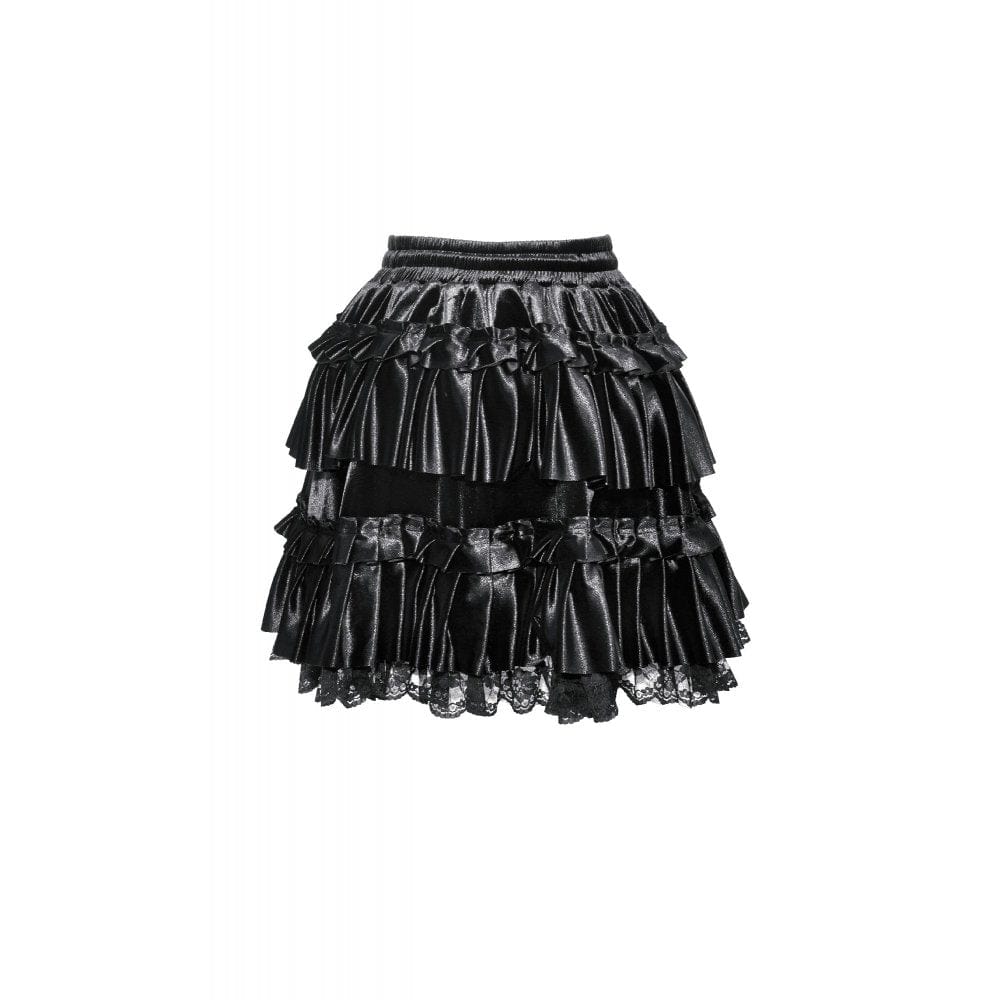 Darkinlove Women's Gothic Ruffled Layered Velvet Skirt