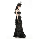 Darkinlove Women's Gothic Ruffled Sheer Lace Top