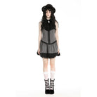 Darkinlove Women's Gothic Ruffled Striped Grad Dress