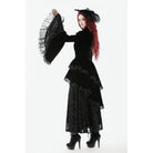 Darkinlove Women's Gothic Ruffled Tiered Hem High Low Puff Sleeved Jacket
