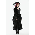 Darkinlove Women's Gothic Ruffled Tiered Hem High Low Puff Sleeved Jacket