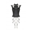 Darkinlove Women's Gothic Ruffles Bow Tie Lace Top with Tassels