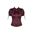 Darkinlove Women's Gothic Ruffles Short Puff Sleeved Shirt Red