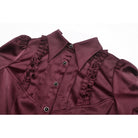 Darkinlove Women's Gothic Ruffles Short Puff Sleeved Shirt Red