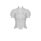 Darkinlove Women's Gothic Ruffles Short Puff Sleeved Shirt White