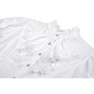 Darkinlove Women's Gothic Ruffles Short Puff Sleeved Shirt White