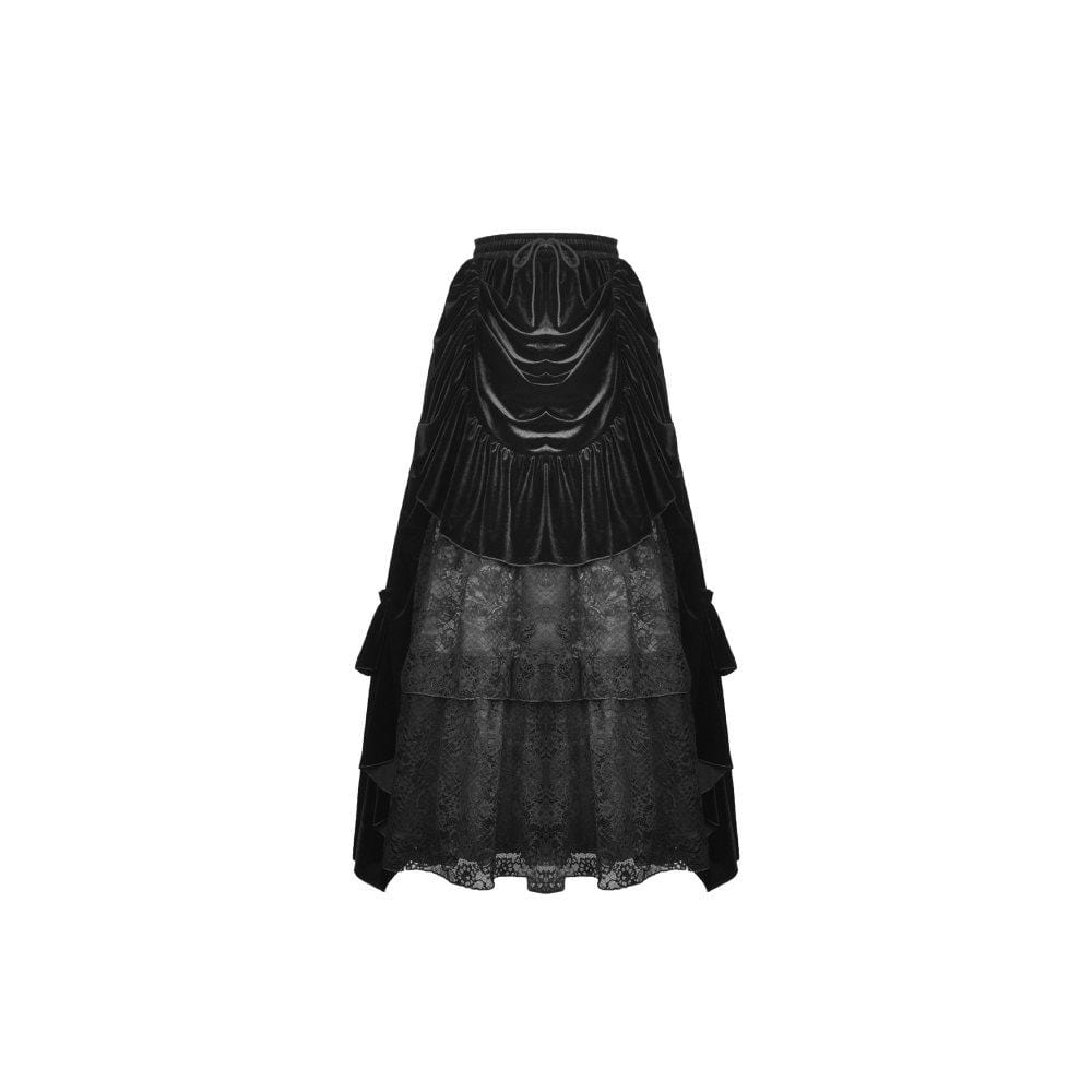 Darkinlove Women's Gothic Ruffles Velet Lace Skirts