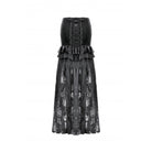 Darkinlove Women's Gothic Ruffles Velvet Sheer Lace Maxi Skirt