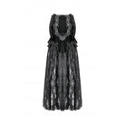 Darkinlove Women's Gothic Ruffles Velvet Sheer Lace Maxi Skirt