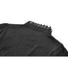 Darkinlove Women's Gothic See Through Ruffled Stand Collar Lantern Sleeved Shirt