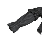 Darkinlove Women's Gothic See Through Ruffled Stand Collar Lantern Sleeved Shirt