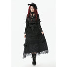 Darkinlove Women's Gothic See Through Ruffled Stand Collar Lantern Sleeved Shirt