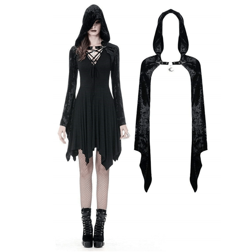 Darkinlove Women's Gothic Shining Velvet Witch Capes With Pointed Cap