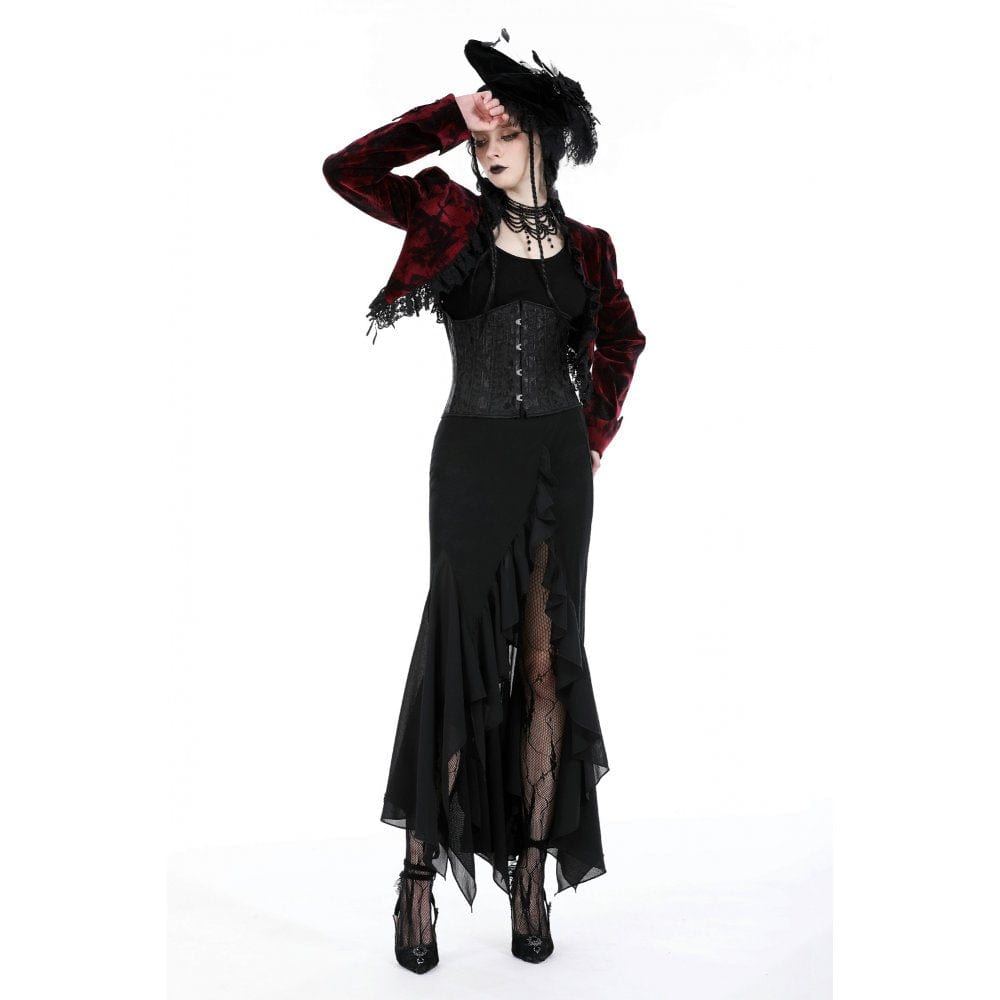 Darkinlove Women's Gothic Side Slit Ruffled Fishtail Skirt