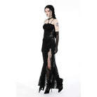 Darkinlove Women's Gothic Side Slit Ruffled Lace Slip Dress