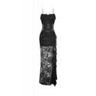 Darkinlove Women's Gothic Side Slit Ruffled Lace Slip Dress