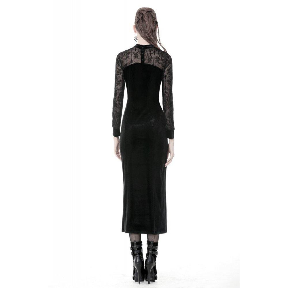 Darkinlove Women's Gothic Slim Velvet Long Party Dresses