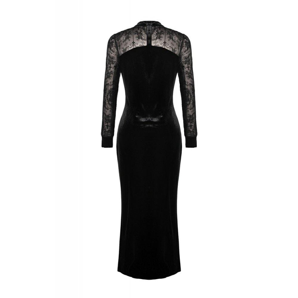 Darkinlove Women's Gothic Slim Velvet Long Party Dresses