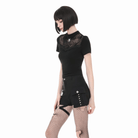 Darkinlove Women's Gothic Spider Cobweb Short Sleeve Top