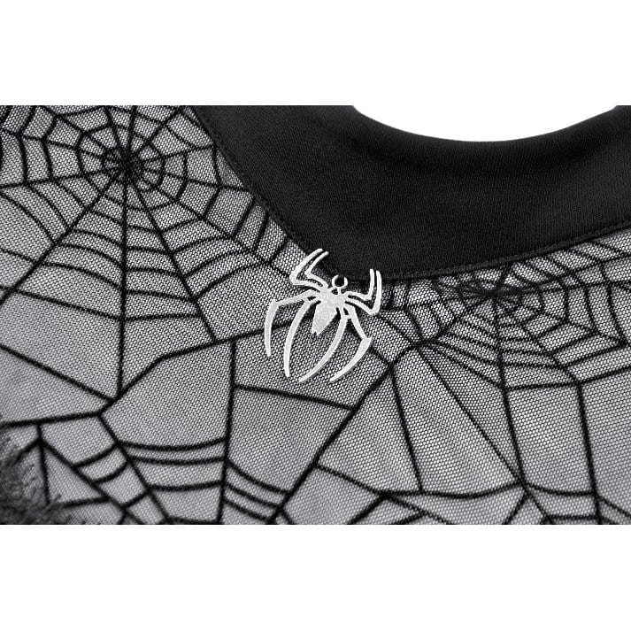 Darkinlove Women's Gothic Spider Cobweb Short Sleeve Top