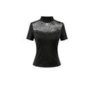 Darkinlove Women's Gothic Spider Cobweb Short Sleeve Top