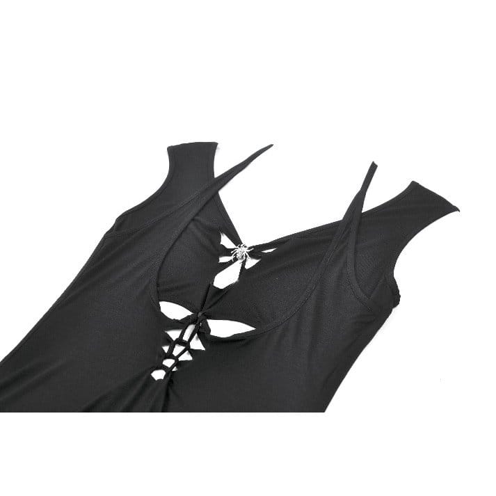 Darkinlove Women's Gothic Spider Cutout Halterneck Tank Top