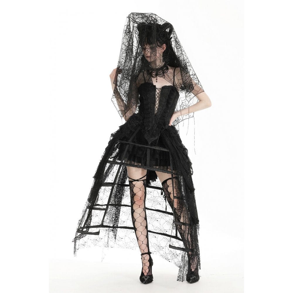 Darkinlove Women's Gothic Spider Web Mesh Wedding Veil